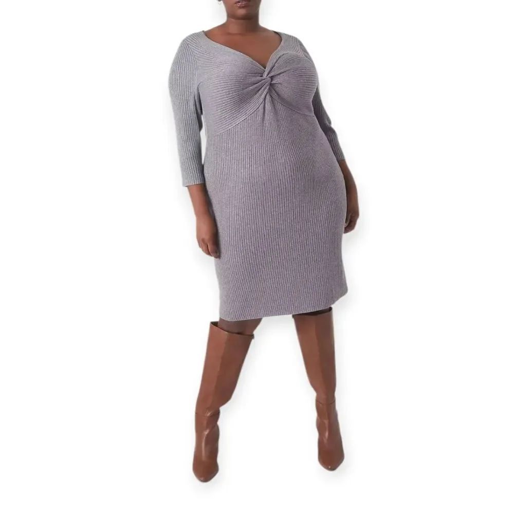 Lane Bryant Chic Gray Long Sleeve Dress